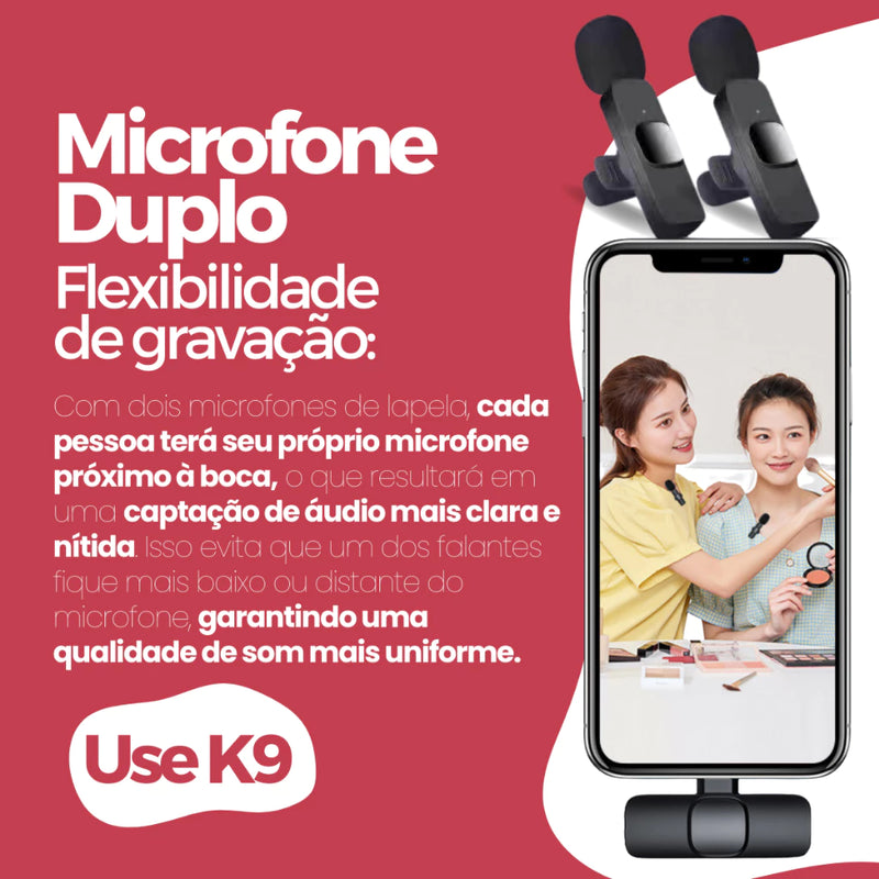 Kit 02 Microfone Lapela Celular Sem Fio Duplo iPhone e Android Tipoc